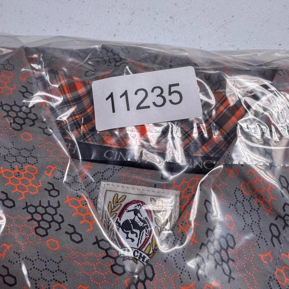 Cinch Shirt Mens Large Gray Orange Geometric Western Button Down Long Sleeve‎ - Picture 11 of 11